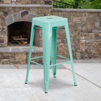 Flash Furniture ET-BT3503-30-MINT-GG 30''H Backless Green Indoor-Outdoor Barstool in Mint